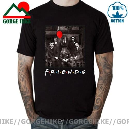 GorgeHike TV Friends Horror Movie Group Picture Halloween T shirts Michael Myers Jason Voorhees Shirt Harajuku Costume Tops Tees
