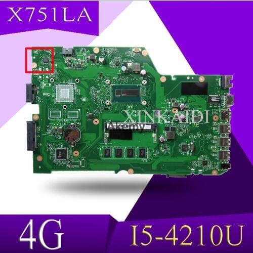 XinKaidi X751LA Laptop motherboard for ASUS X751LA X751LAB X751LD X751L X751 Test original mainboard 4G RAM I5-4210U