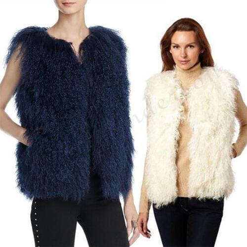 Women Fur Coat Sleeveless Lady Casual Mongolia Sheep Fur Vest 2018 Hot Sale Female Fashion Fur Fest Feal Fheep Fur Clothes
