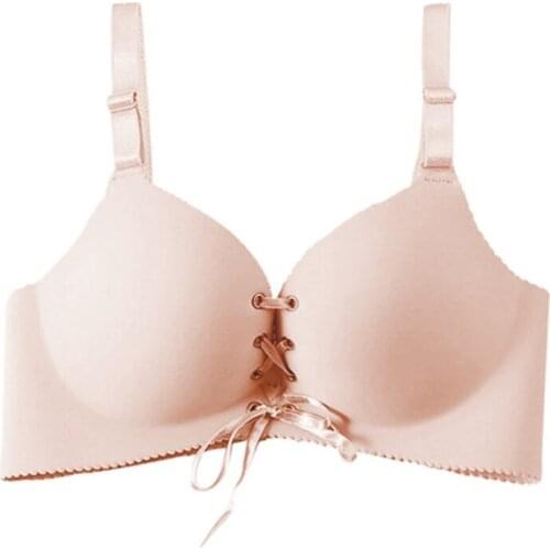 3/4 Cup Women Underwear Sexy Lingerie Smooth Straps No Trace No Steel Ring Solid Color Gathered Bra