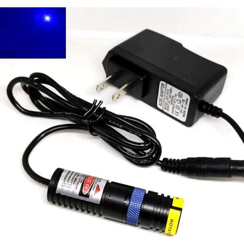 18x65mm Adjustable Lock Ring 450nm 30mw Pure Blue Laser Locator Module w 5V Power Adapter