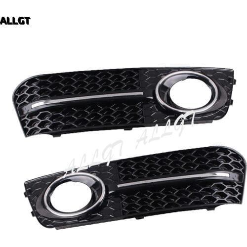 2PCS Glossy Line Fog Light Grille Grill Cover Black For 2009 2010 2011 VW Audi B8 A4