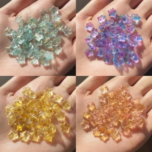 20PC/lot 8mm Multi Gradient Color Star Beads Czech Glass Loose Spacer Beads for Jewelry Making Hairpin Handmade Diy Accessories