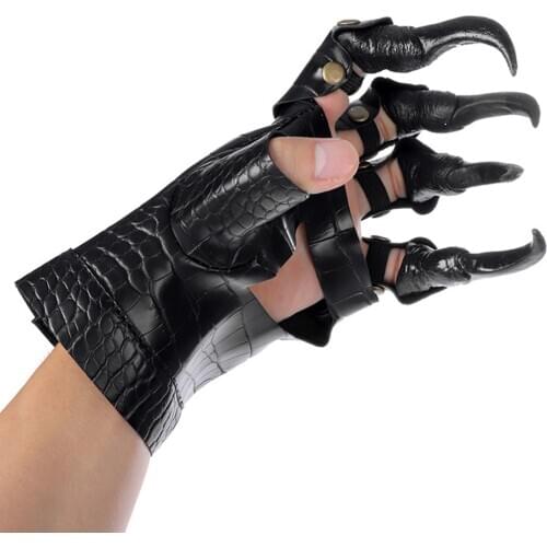 2020 New Halloween Costume Props Long Nail Dragon Claws Gloves Fingernails Black Hand Sleeve Paw Performance Cuff Ghost Gloves