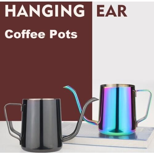 350ml Stainless Steel Hand Coffee Pot Hand Punch Pot Coffee Pots With Lid Drip Gooseneck Spout Long Mouth Coffee Kettle Teapot