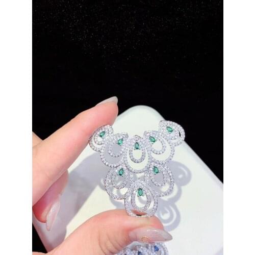 40x42mm golden plated Cubic Zirconia micro pave charm connector for necklace