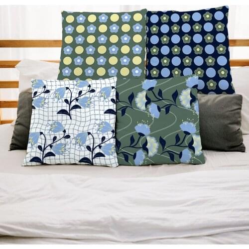 45*45cm Chinese Flower Leaf Flannel Pillow Case Sofa Cushion Office Nap Pillow Case Home Decoration Cool Soft Pillowcase