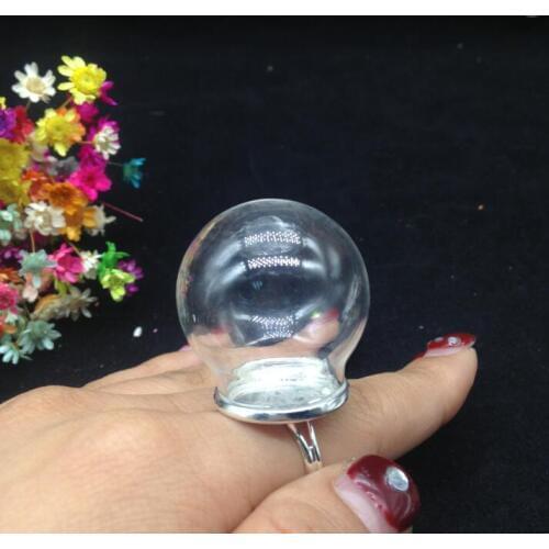 5sets/lot 30*20mm glass globe & bronze/silver plated ring finding set glass global set glass vial glass cover jewelry findings