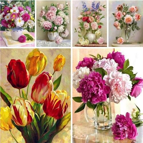 5D Diy Diamond Painting Home Room Scenery Beauty Flower Cross Stitch Full Drill Embroidery Cute Handmade Wall Decor Art Gift