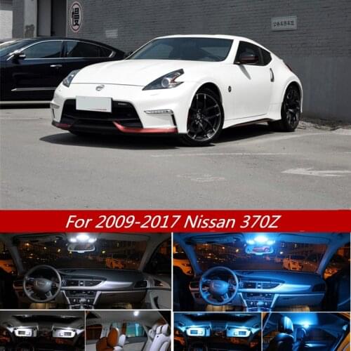 7Pcs White Ice Blue Canbus LED Lamp Bulbs Car Interior Light Kit For Nissan 370Z 2009-2017 Map Dome Trunk License Plate Lights