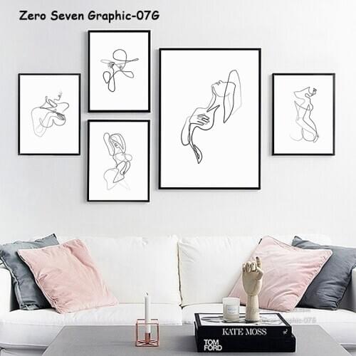 Abstract Painting One Line Art Sexy Girl Canvas Painting Poster And Print Living Room Salon Wall Art Picture For Home Decoration