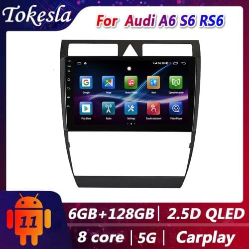 Tokesla 9" Android 11 Car Radio For Audi A6 S6 RS6 1997 1998 -2004 Auto Central Multimedi Gps bluetooth Navigation Dvd Player 5G