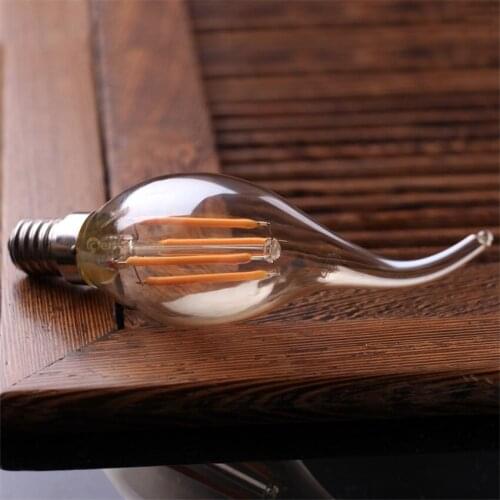 YANG MIN Free Shipping Dimmable Amber 4W E14 LED Filament Candle Bulb C35T 3 years warranty 2200k warm white color