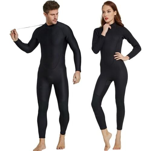 SBART 2mm Mens Women Full Black Wetsuit Neoprene Couple Fullbody One-piece Long Sleeve Diving Suit Lovers Scuba Diving Winter Sw