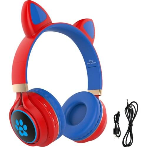 HIFI Music Volume Control With Mic Wireless Fashion Cat Ear Gaming Headset LED Light Up Travel FM Radio Bluetooth 5.0 Cartoon