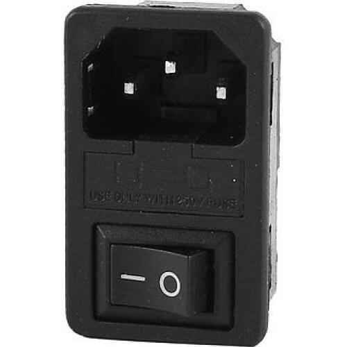 IEC 320 C14 Rocker Switch Fuse Inlet Male Power Supply Connector AC 250V 10A