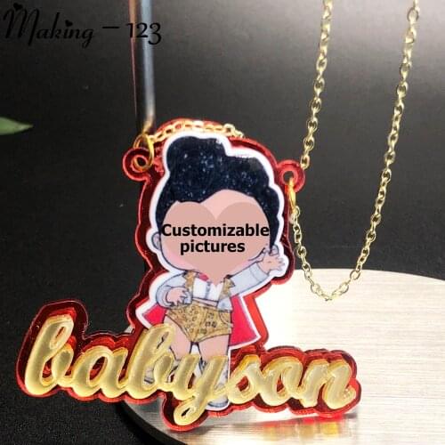 Making-123 Acrylic Name Necklace/Personalized Nameplate Custom Character Cartoon Name Women Kids Gift Fashion Jewelry Wholesale