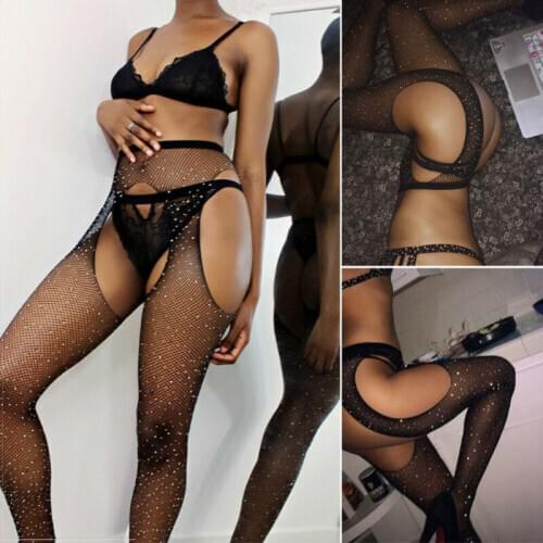 Newest Arrival Women Sexy Fishnet Stockings Rhinestone Mesh Tight Slim Pantyhose Ladies Nylon Tights Party Skinny Longstockings