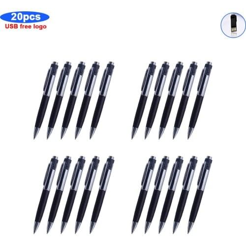 Metal 20pcs free logo USB Flash Drive 64gb 16GB 8GB Pendrive 32gb Flash ballpoint pen 128gb 4gb waterproof Pen Drive usb u disk