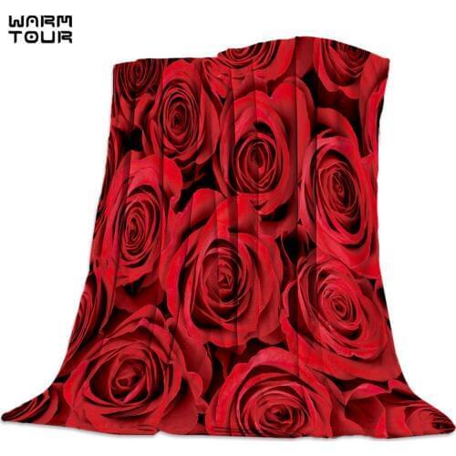 Red Rose Flower Blanket Funny Printed Soft Boy Girl Baby Coral Fleece Flower Blankets Warm Sofa Bed Sheets