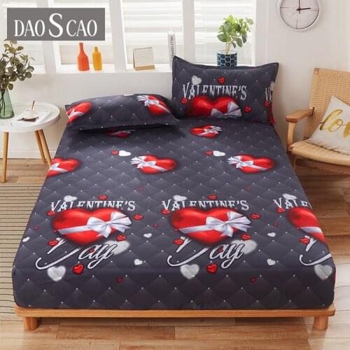 New on Product) 1pcs 100%Polyester Printed Fitted Sheet Mattress Cover Four Corners With Elastic Band Bed Sheet(No Pillowcases)