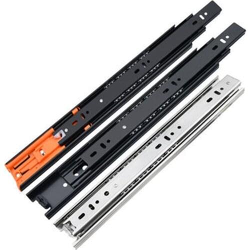 45mm Drawer Slide Rail Thickened Three - Section 10 - 24 Inch Damping Buffer