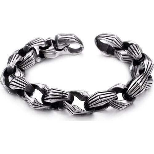 Wholesale Fashion Punk Link Chain Bracelet For Men Stainless Steel 22cm Box Chain Armband Jewelry 2021 Joyas