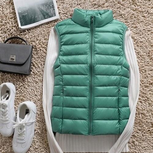 2021 Autumn Winte Women Stand collar Sleeveless Down Vest Womens Ultra Light 90% White Duck Down Vest Slim Warm Waistcoat