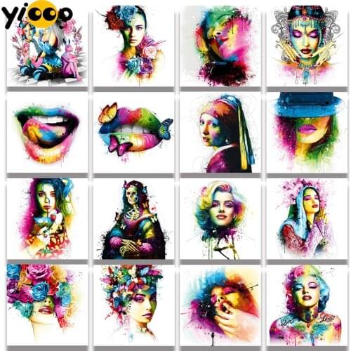 Full Square Diamond Painting Cross Stitch 5D Embroidery Colored Beauty Diamond Mosaic Rhinestone Home Decor Gift TA21