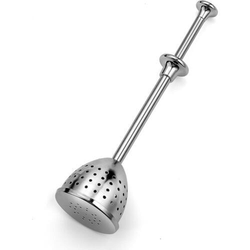 Portable Press Type Home Kitchen Tool Stainless Steel Infuser Easy Clean Retractable Tea Strainer Reusable Effective Long Handle