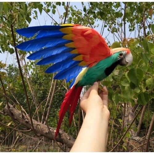 About 32x45cm simulation parrot,Handmade model,foam&coloured feathers spreading wings parrot prop,garden decoration toy w0761