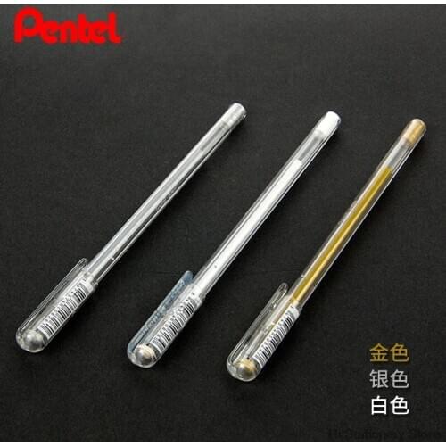 9 Pieces Pentel 0.8 mm Metallic Gel Ink Pen K108 Gold White High-gloss