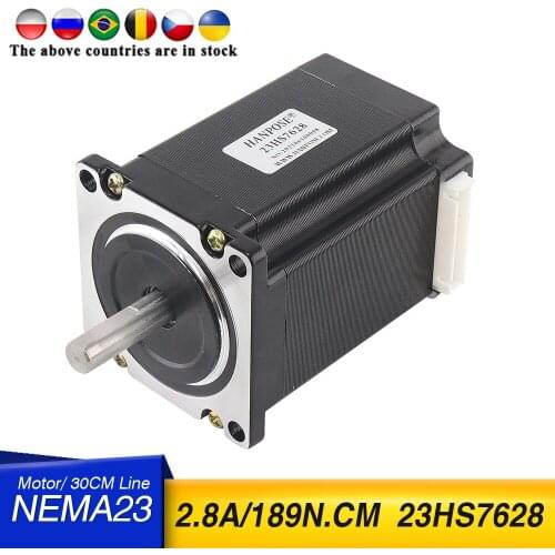10pcs Nema23 Stepper Motor 57x 76mm Motor 189N.cm (269oz.in) 2.8A 76mm Nema23 23HS7628 Motor 4-lead for CNC Milling Machine