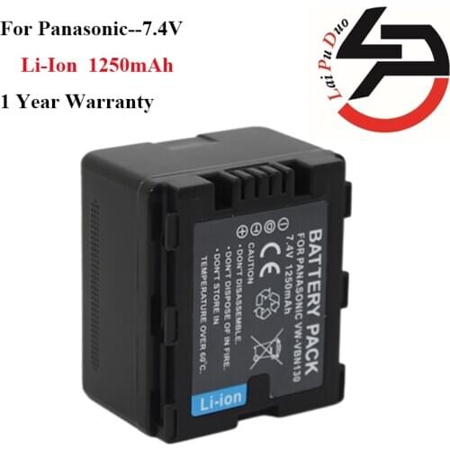 Brand New 1250mah High Quality Replacement Camera Battery For Panasonic VW-VBN130 VBN130 HDC-SD900 HDC-SD800 VW-VBN260 HDC-HS900