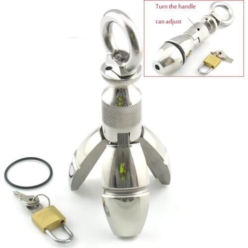Heavy Stainless Steel Anal Plug, Openable Butt Plug, Anal Dilator Trainer Male And Female Chastity Device Lock SM Anal Sex Toy