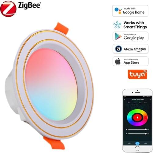 Smart Home Zigbee Downlight 10W RGB LED Bulb APP Timing Control Work With Alexa Google Home Tuya Zigbee 3.0 Hub Required