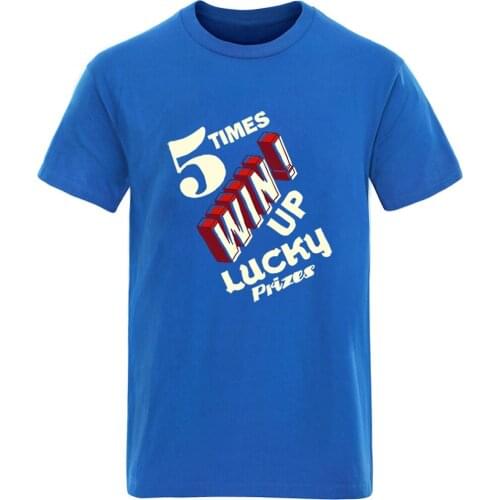 5 Times Win Up Lucky Short Sleeve Oversize Tshirt Mans Harajuku Streetwear Clothing Tops S-3XL Casual 2020 Black Homme Camisetas