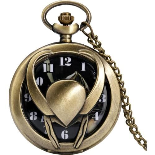 Vintage Bull Head Hollow Cover Quartz Pocket Watch Steampunk Souvenir Pendant Necklace Chain Gifts for Men Women Drop Shipping