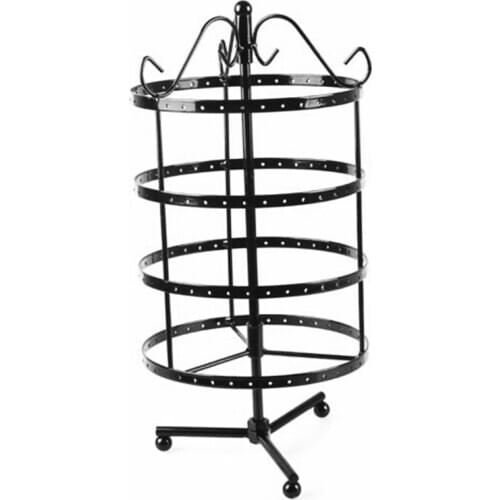 144 Holes Round Rotating Jewellery Display Stand Black Metal Earrings Holder Organizer Stand Rack