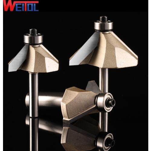 Weitol free shipping 1pcs 1/2 or 1/4 inch tungsten carbide 45 degree chamfer bit woodworking router bit CNC engraving tool