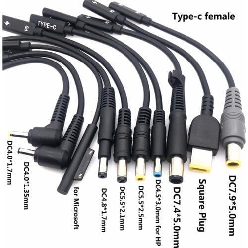 USB Type C PD Charging Cable DC7.9*5.0mm 4.0*1.35mm 1.7mm for Lenovo for Asus PD Power Adapter Converter Laptop Charger Cord