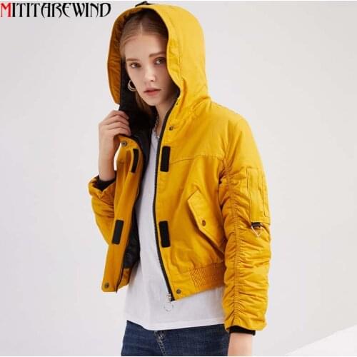 EU Size S-XL 2020 New Arrival Autumn Womens Jacket Short Style Hooded Collar Windbreaker Coat Women Solid Color Femme Veste
