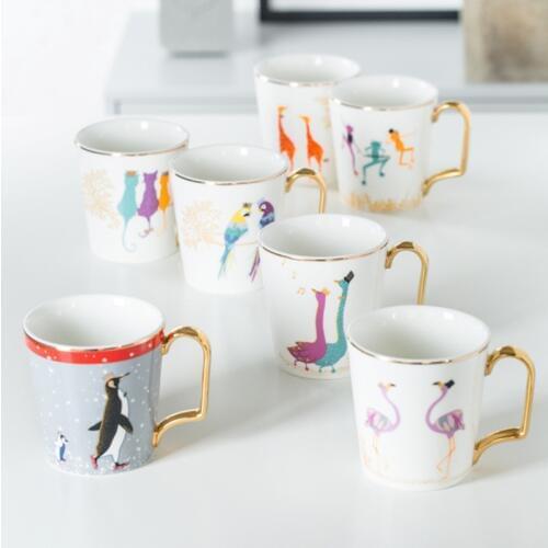 Gold Animal Flamingo Cat Penguin Ceramic Coffee Mug Bone China Breakfast Milk Water Cup Couple Creative Birthday Gifts