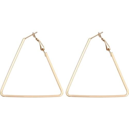 1Pair Fashion Geometric Round Star Triangle Heart large Hoop Earring Gold Metal Color Alloy Earrings For Women Jewelry E16-M16