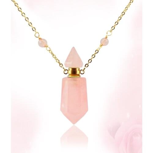1PC Natural Green Fluorite Hexagon Prism Perfume Bottle Pendant pointed Gems stone Clear Crystal Quartz Pendant for necklace