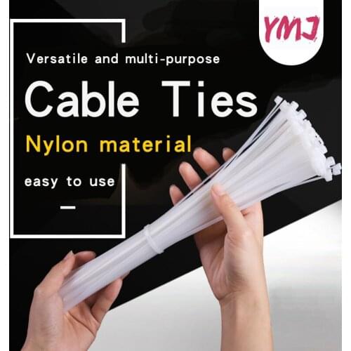 100pcs Self-Locking Plastic Nylon Wire Cable Ties Zip Tie Black White Cable Ties Fasten Loop Cable Various Specifications