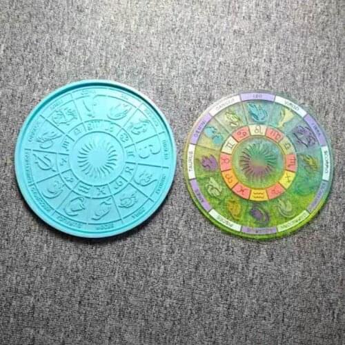 13MC 12 Constellation Divination Tray Resin Mold Table Astrology Board Silicone Mould