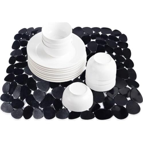 2pcs Kitchen Sink Protector Dish Drying Mat Pebble Design Adjustable Sink Mat