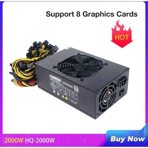2000W For Mining Power Supply, HQ-2000W Support 8 Graphics Cards Rendering 90 PLUS PLATINUM Certification