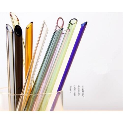 5pcs/set Pointed drinking Straw Glass Eco-friendly Reusable Drinking Staight Pointed Glass Straw Milk Tea Coffee Juice Straw